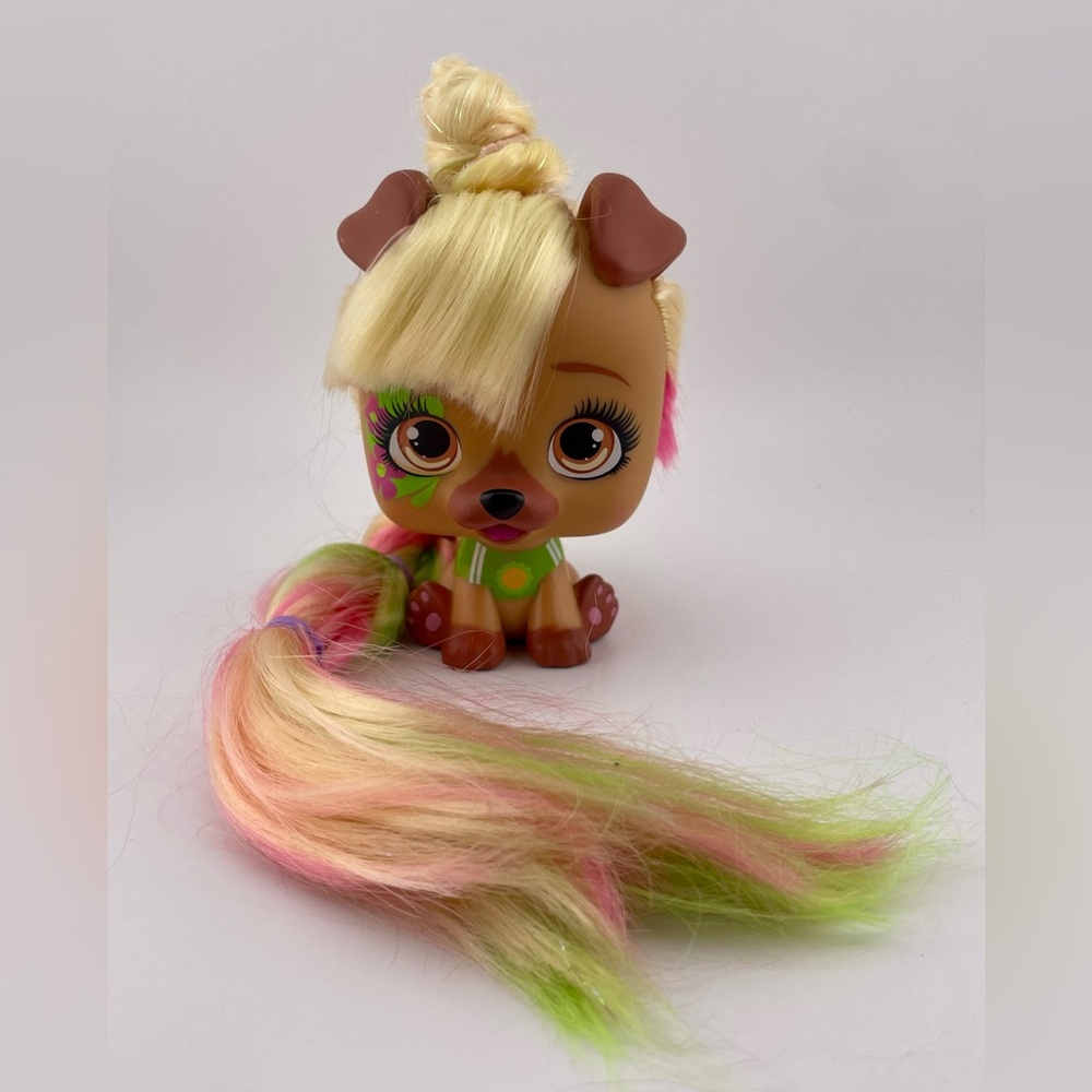 VIP Pets Surprise Long Hair Reveal Doll Purple Pink Dog Puppy 4" tall IMC Toys